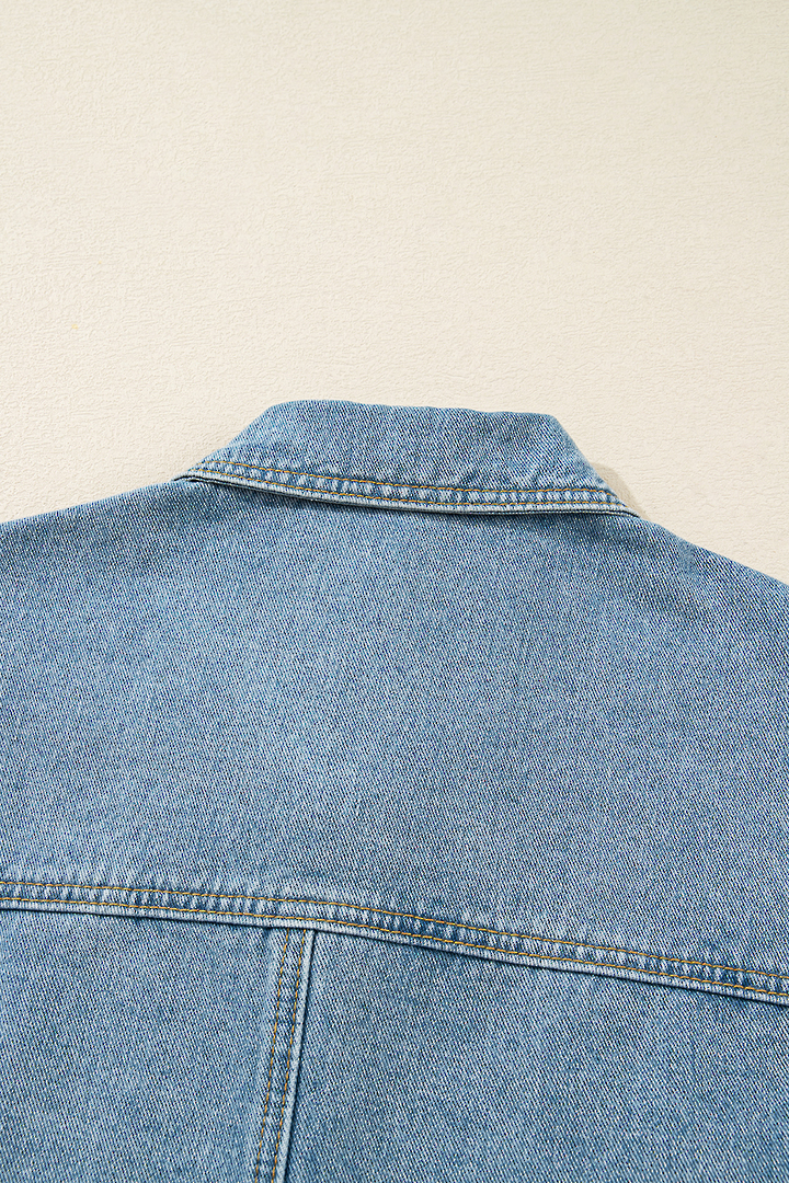 Frankie Side Tie Light Denim Jacket Size Large image 12